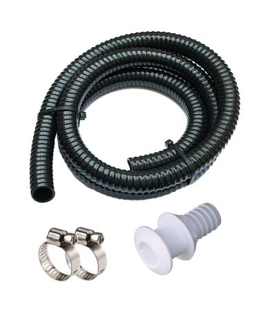 Maxzone Bilge Pump Installation Kit Bilge Pump Hose 1-1/8-Inch Dia Plumbing Kit | 6 FT Premium Quality Kink-free Flexible PVC Hose | Includes 2 Hose Clamps and Thru-Hull Fitting 1/8 Inch