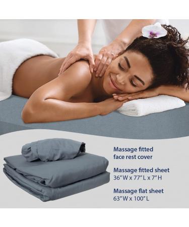 ForPro Premium Microfiber 3-Piece Massage Sheet Set - Ultra-Light, Stain & Wrinkle-Resistant - Cool Grey - Buy Online on GoSupps.com