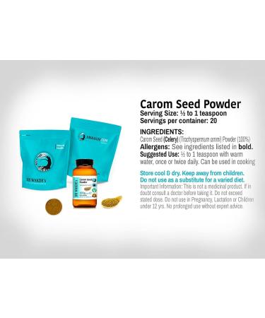 DR WAKDE'S Carom Seeds Powder (Celery | Ajwain) - 100g (3.5oz) | Pure Raw & Dried Powder | Ayurvedic Herb | Vegan | Nothing Added Nothing Removed | Same Day Dispatch - Buy Online on GoSupps.com