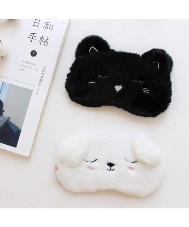 Zeiwohndc Plush White Dog Sleep Mask - Cute Cartoon Animal Design | Satin Lined Blindfold for Home & Travel - Buy Online on GoSupps.com