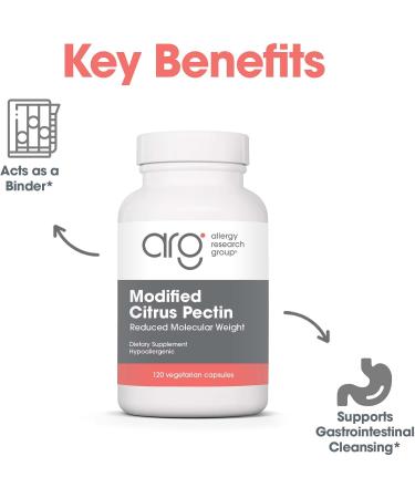 Allergy Research Group Modified Citrus Pectin - Dietary Supplement for Natural Detox and Cleanse Citrus Pectin Powder Capsules with Reduced Molecular Weight - 120 Vegetarian Capsules - Buy Online on GoSupps.com