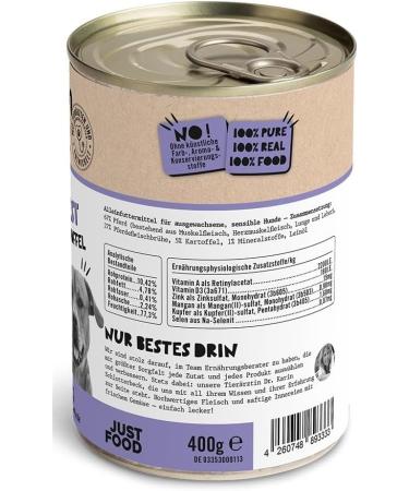 Dogs'n Tiger 6 x 400g Cans Wet Food for Adult Dogs with Horse Meat and Potatoes Hypoallergenic Grain Free Added Sugar with Optimal Tolerance 6 x 400g - Buy Online on GoSupps.com