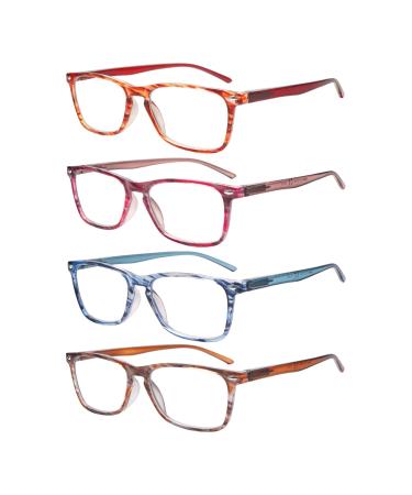 Zonlon 4-pack reading glasses for women fashion glasses reading aid with spring hinges Blue light filter glasses light and convenient 4 multi-colored 3.5 x