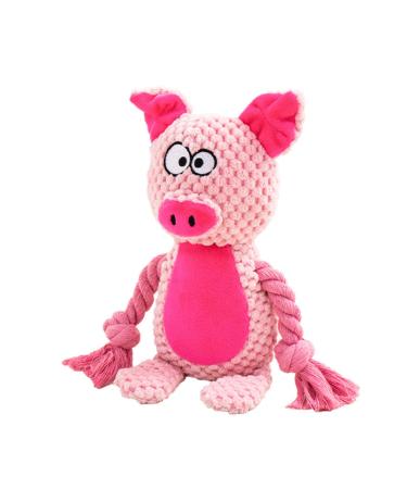Tonyfy dog toys dog squeaky toys with wrinkle paper plush toy dog plush player cotton rope interactive toy for puppies small medium dog (pink pig)