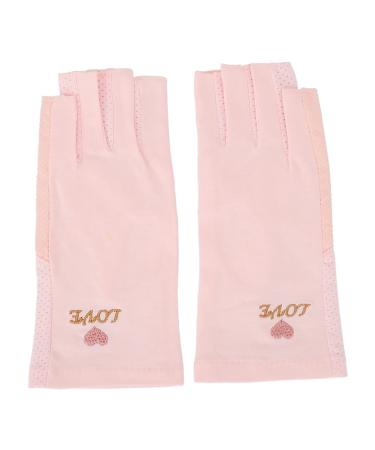Gel Manicure Gloves Anti UV Fingerless Hand Skin Protection BLocking Manicure Gloves UV Protection Stretchy Breathable Fingerless Fiber Cotton Nail Lamp Gloves for Home Salon(Pink)