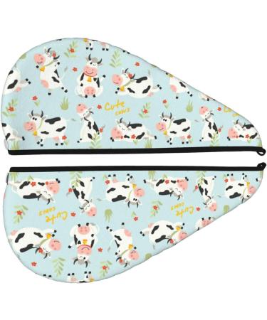 Quick Dry Hair Towel Wrap - Cute Cows Design | Hair Drying Turban with Button for Effortless Drying - Buy Online on GoSupps.com