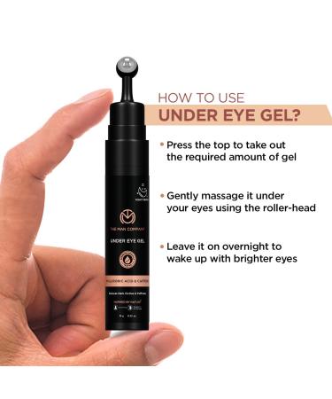 The Man Company Under Eye Gel with Cooling Massage Roller - 15gm | Dark Circles, Fine Lines, Puffy Eyes | Caffeine & Hyaluronic Acid - Buy Online on GoSupps.com