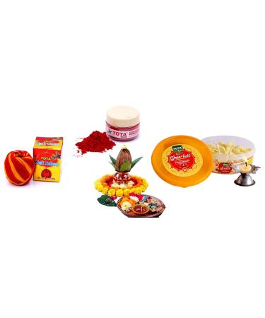Indian Puja Kit: Kumkum, Roli, Cow Ghee, Wicks, Moli Kalawa - Pack of 3 for Pooja Thali & Hawan - Buy Online on GoSupps.com