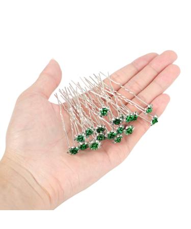 BETITETO 40 Pcs Green Crystal U-Shaped Flower Rhinestone Hair Pins for Bridal Wedding & Girls' Sweet Sixteen - Hair Accessories for Party - Buy Online on GoSupps.com