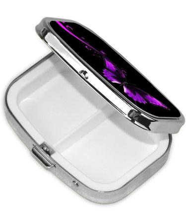 Purple & Black Butterfly Small Pill Case | Cute 2 Compartment Travel Pill Organizer for Pocket & Purse Gifts - Buy Online on GoSupps.com