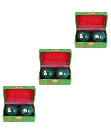 Lurrose hand exercise balls 3 pairs acupuncture ball of the hand surface massage ball made of marble pleasure baoding ringing tai-baoding ball massage ball trigger point ball bell play fitness tighten