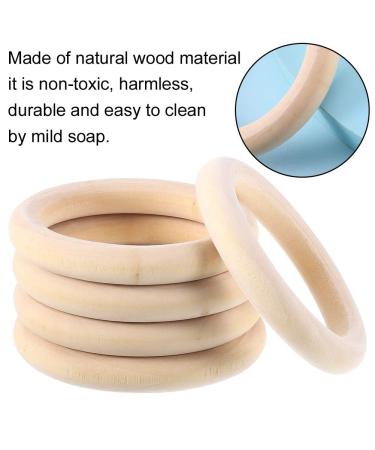 Rosewinec 10-Piece Baby Wooden Teething Rings | 70mm Wood Rings for Infants | Eco-Friendly DIY Craft Bracelets - Buy Online on GoSupps.com