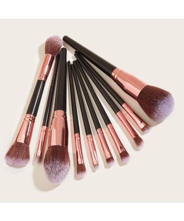 10-Piece Black Makeup Brush Set - Large Foundation & Cosmetic Brushes for Perfect Application - Buy Online on GoSupps.com