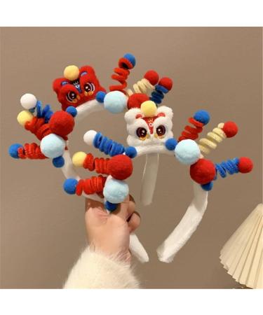 xbiez 3D Plush Animal Doll Headband for Women Girls Hair Accessories Colorful Twisted Rods Cartoon Hair Hoop Makeup Headdress White tiger - Buy Online on GoSupps.com