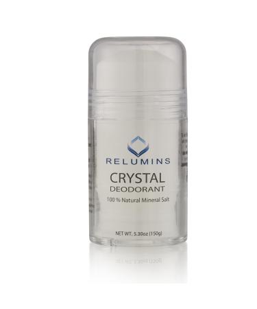 Relumins Crystal Deodorant Potassium Alum Natural Mineral Salt Roll-On Non-Staining and Scent-free Natural Deodorant with 24-Hour Odor Protection 5.3 oz