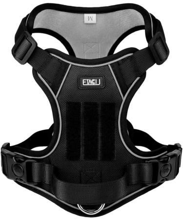 Etaccu Adjustable No-Pull Dog Harness with Handle - Breathable & Padded Safety Harness for Medium Dogs - Reflective Black - Buy Online on GoSupps.com