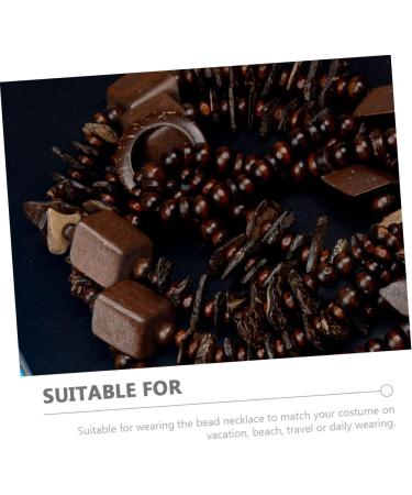 COOLHIYA Hawaiian Necklace Beaded Coir Necklace Necklaces A Necklace Vintage Decor Beaded Necklace Bride Wooden Beads Africa Coffee 110CM - Buy Online on GoSupps.com