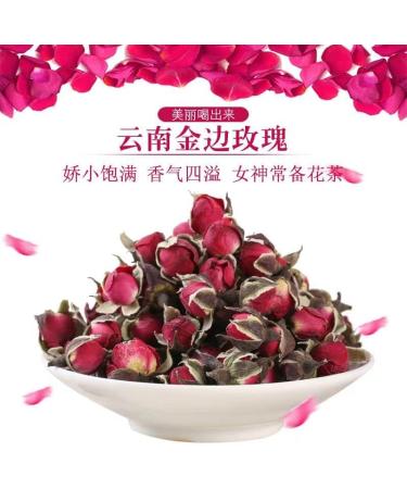 Red Golden-rim Rose Buds Tea 7.05 oz - Dried Flower Tea -Rose Petals Natural Herbal for Tea- Rosebud tea 200g - Buy Online on GoSupps.com