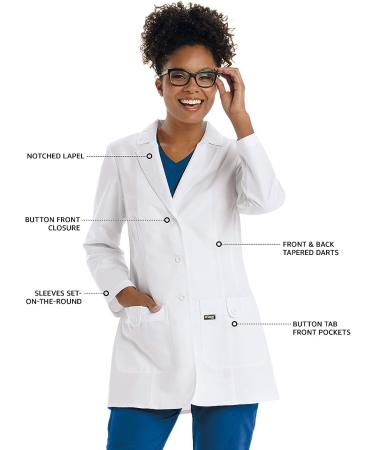 BARCO Signature Grey's Anatomy Scrubs - Hannah Professional Mid-Length Lab Coat | Women's Small White - Buy Online on GoSupps.com