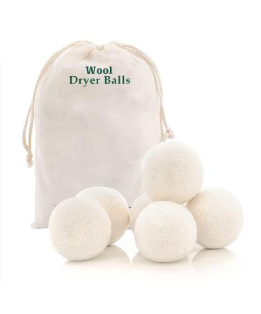 Wool Dryer Balls Handmade Natural 100% Wool Tumble Dryer Balls Shorten Drying Time Reusable Pack of 6 Sheep Pattern (White)