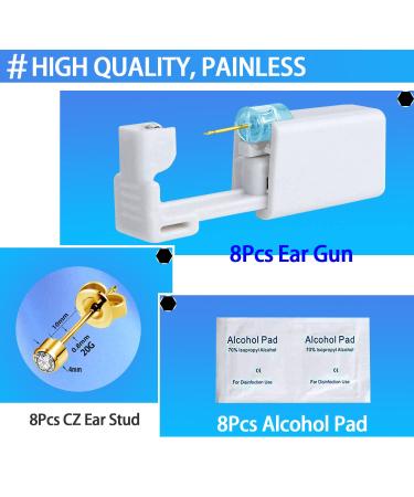 Disposable Self Ear Piercing Kit with 8 CZ Ear Studs - Safe Piercing Tools - Style2 - Buy Online on GoSupps.com
