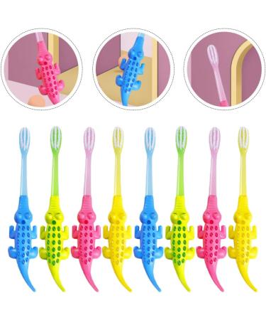 Minkissy 8pc Cartoon Animal Toothbrush Set - Sensitive Baby Toothbrushes for Kids | Wooden & PBT Small Head Oral Care Toys - Buy Online on GoSupps.com