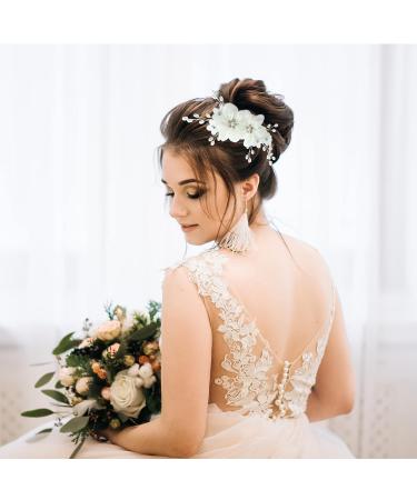 SOBEIT Wedding Hair Comb Set - Flower Pearl Bridal Accessories for Bride, Bridesmaid - Elegant Hair Pieces for Women and Girls - Buy Online on GoSupps.com
