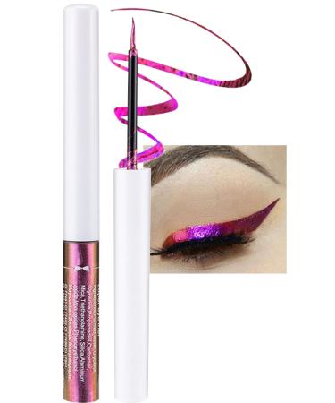 Chameleon Liquid Eyeliner Pink Purple Metallic Satin High-Pigmented Color Multi-Reflective Finish Glitter Eye Liner Eyeshadow Pen Smudge-proof Longwear Ultra-Fine Tip Eyeliner for Women Girl Makeup-06 06#