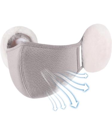 Kasmole Winter Face Cover for Women - Cloud Shape Rabbit Fur Ear Warmer | Soft Plush Gray Slim Face Protector - Buy Online on GoSupps.com