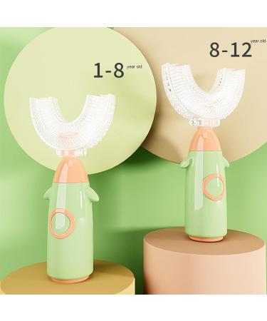 Rocket Shape Kids U-Shaped Toothbrush - Food Grade Soft Silicone Brush Head 360 Oral Teeth Cleaning Design for Toddlers and Children 1-8 Years/8-12 Years Old Green 1-8 Years Old - Buy Online on GoSupps.com