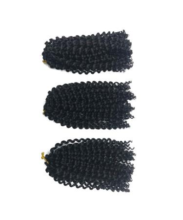 Coolbers 3 Pieces 8 Inch Marley Braids Crochet Hair Extensions Synthetic Malibob Hair Crochet Braids (8 Inch 1B) 8 Inch #1B