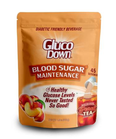 GLUCODOWN, Maintain Healthy Blood Sugar, Delicious Peach Tea Mix, Diabetic Friendly, 45 Servings, 1 Resealable Package.