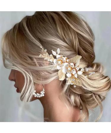 ISLHJDD Gold Wedding Hair Comb Wedding Hair Clip Pearl Hair Comb Wedding Hair Accessory Decorative Wedding Hair Comb Hair Accessories for Brides Girls - Buy Online on GoSupps.com