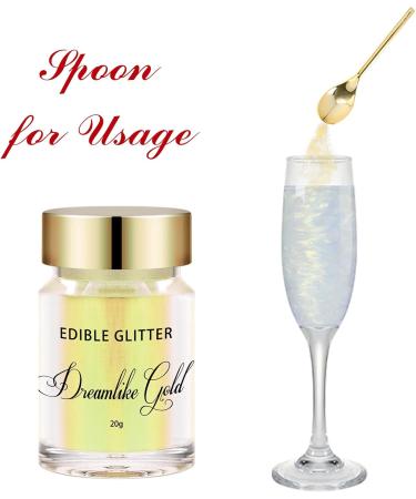 Edible Glitter Shimmer for Drinks -20g Edible Iridescent Rainbow Food Coloring Edible Metallic Powder Luster Dust for Cocktails Champagne Beverages DIY Cake- Gold - Buy Online on GoSupps.com