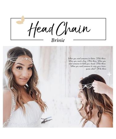 Brinie Silver Crystal Wedding Headband Chain for Women - Bridal Jewelry Headpiece - Buy Online on GoSupps.com