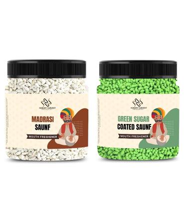 Hungry Harvest Combo Pack of Madrasi Saunf White Sweet Mint Saunf Mukhwas & Green Sugar Coated Saunf Mukhwas 300 GMS Each Total 600 GMS_Packing May Vary