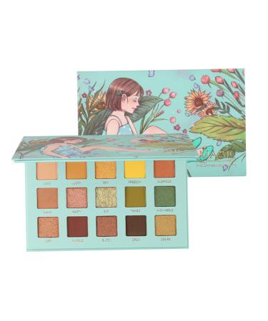 Beavorty 1pc 15 Shimmer Eyeshadow Gold Eyeshadow Portable Eyeshadow Compact Eye Shadow Childhood Cosmetic 1 count (Pack of 1) Green