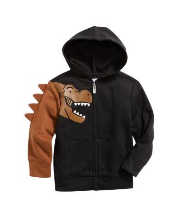 Dinosaur Tops Winter Boys Baby Zip Toddler Up Long Clothes Sweatshirt Fall Kids with Pocket Casual Pullover Black 2-3T