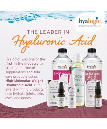 Hyalogic Liquid Hyaluronic Acid Supplement - Ingestible Skin Support with 100mg HA & MSM for Natural Hydration - 12 oz - Buy Online on GoSupps.com