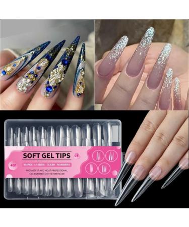 AJTUTUS 192x/Box Soft Gels Tips Extras Long Full Cover Tips Clear Tips Press On Ballerinas False for Salons - Buy Online on GoSupps.com