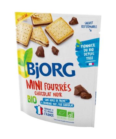 G n rique Bjorg Mini Filled Organic Dark Chocolate - Crispy biscuits coated in deliciously smooth chocolate - 180g - Pack of 3