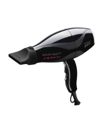 Gamma+ Relax Silent Ionic Noise Reduction Professional 6-Speed Lightweight Hair Dryer with Concentrator Nozzle Black
