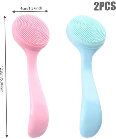Silicone Face Scrubber 2PCS Manual Facial Cleansing Brush with Handle Deep Cleaning Gentle Exfoliating Face Exfoliator Brush Silicone Face Scrubber - Buy Online on GoSupps.com