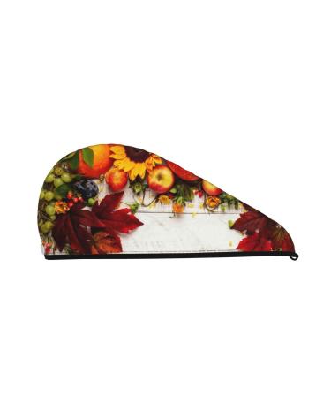 Thanksgiving with Autumn Pumpkins Fall Leaves Microfiber Hair Towel Soft Super Absorbent Hair Towel Wrap for Women Coral Velvet Quick Dry Hair Cap for Long Curly and Thick Hair