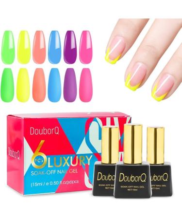 6color Gel Nail Polish Soak Off UV Gel Semi Permanent Nail Art UV Gel Varnish Led Cured 15ml Nail Polish for Nail Art Design - (Color: Multi) - Buy Online on GoSupps.com