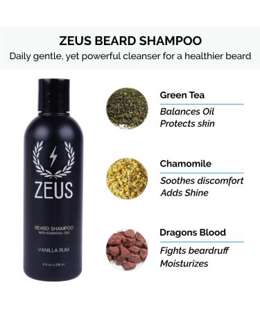 ZEUS Starter Beard Wash & Oil Kit for Men - Soften Hydrate & Moisturize (Vanilla Rum) | Made in USA - International Shipping Available - Buy Online on GoSupps.com