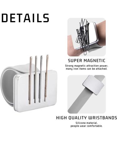 1pc Silicone Magnetic Bracelet Square Magnetic Wrist Strap Portable Pin Pad Bracelet Magnetic Pin Pad Wrist Strap for DIY Sewing Hairdressing. (Silver)  - Buy Online on GoSupps.com