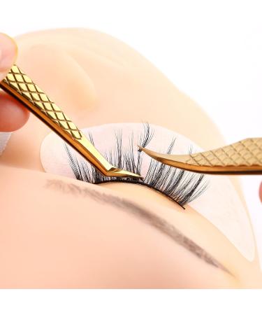 Arclon Lash Eyelash Extension Tweezers Set - 4Pcs Professional Straight and Curved Stainless Steel Precision Tweezers in Black Gold | Lash Extension Supplies - Buy Online on GoSupps.com