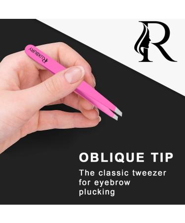 Ruxbury Professional Slanted Tweezers for Ingrown Hair - Stainless Steel Precision Tweezer for Facial Hair Removal - Ideal for Women & Men (Pink) - Buy Online on GoSupps.com