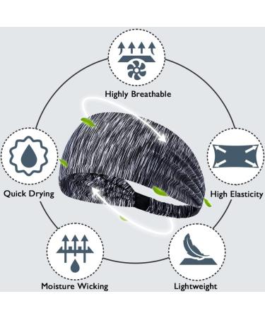 Beister Sports Headbands (5 Pack) for Men Women | Moisture Wicking Sweat Band | Elastic Wide Hair Bands for Workout | Athletic Headband for Running Cycling Basketball Gym | Doodle Grey, Black, White, Sketch Green, Blue - Buy Online on GoSupps.com